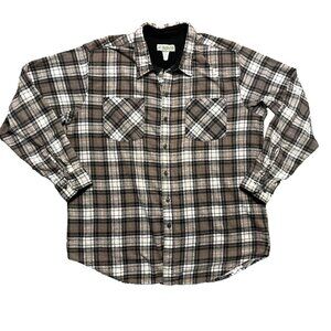 Haband Shirt Mens XL Flannel VTG 70s Brown Plaid Long Sleeve Button Down *Flaw*